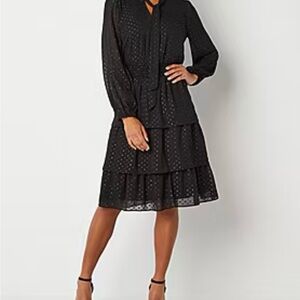 52seven Womens  Dots Fit + Flare black Dress size XL cocktail Party